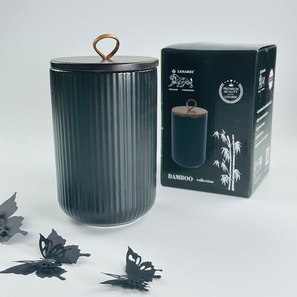 Lenardi 235-024 Банка с крышкой 15см(800мл) BLACKWOOD в под.уп.(х24)Фарфор