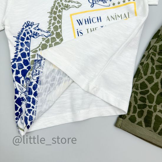 Комплект хлопковый "Жирафы" белый/хаки