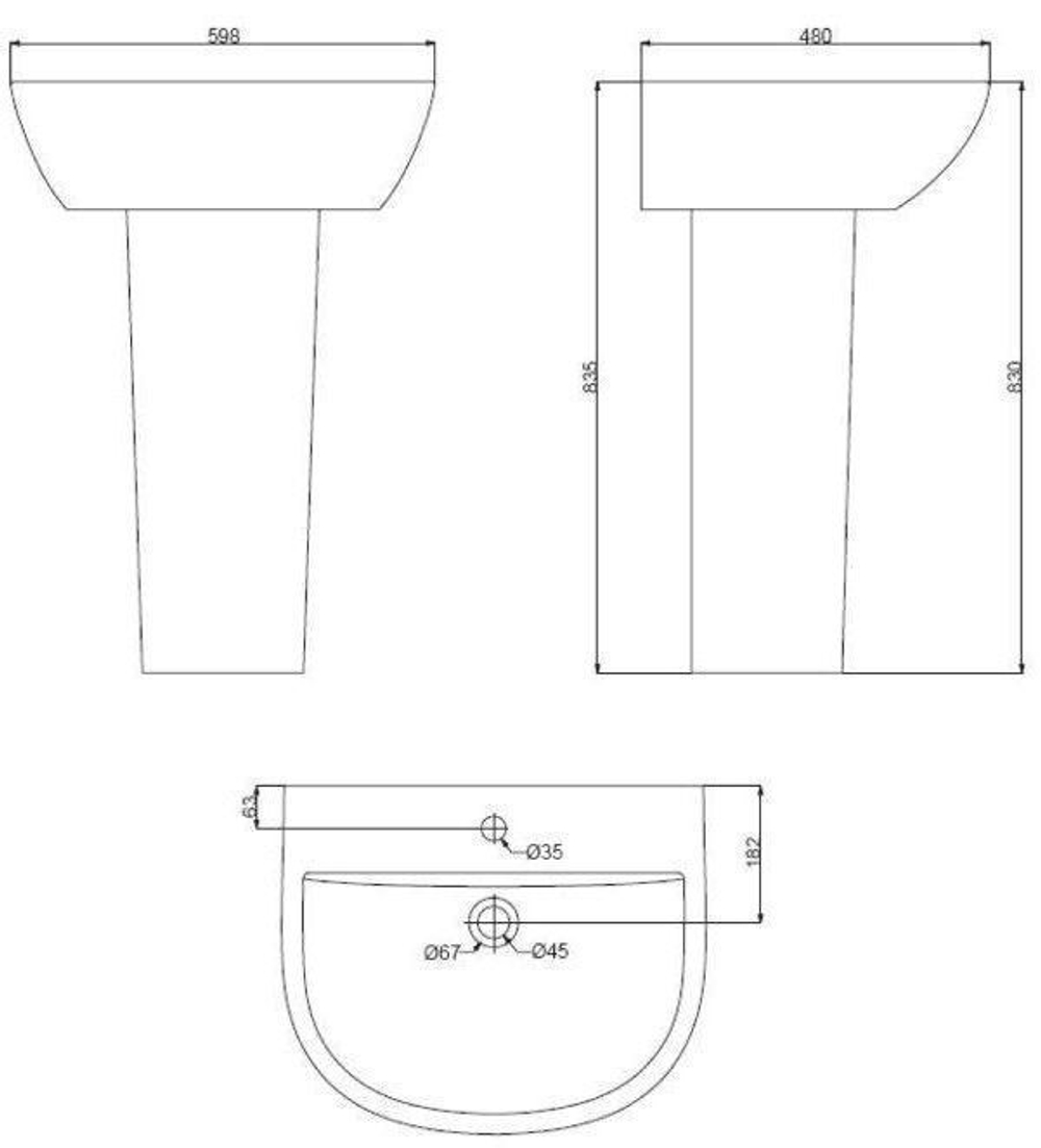 Раковина подвесная Zero 60x48 см, белая Z15061