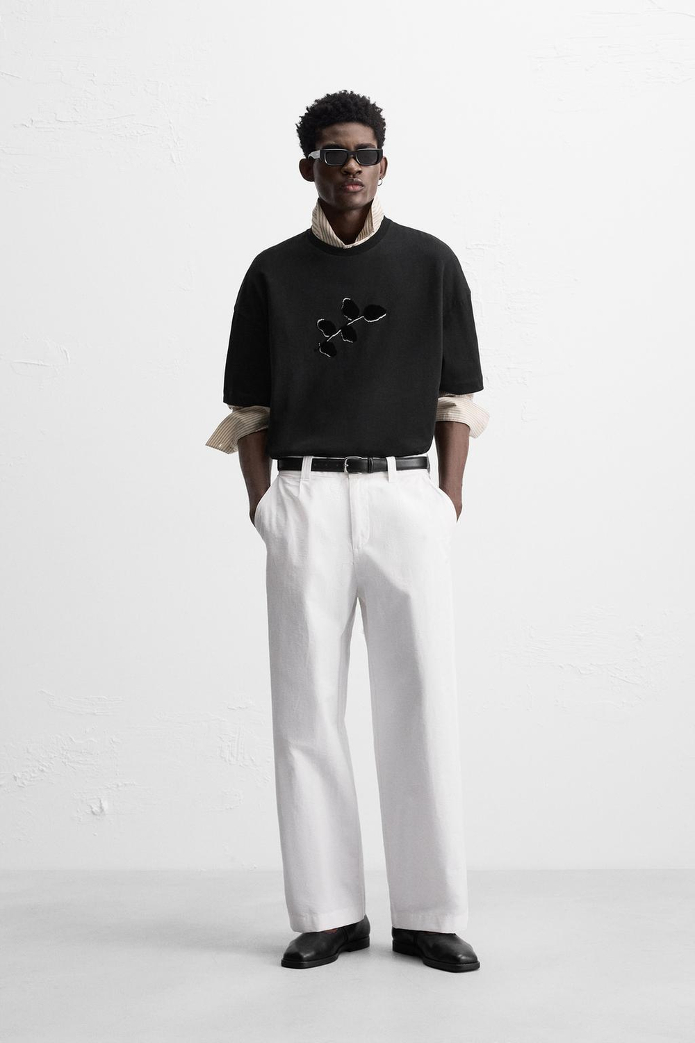 ZARA ФУТБОЛКА С ПРИНТОМ, ЧЕРНЫЙ