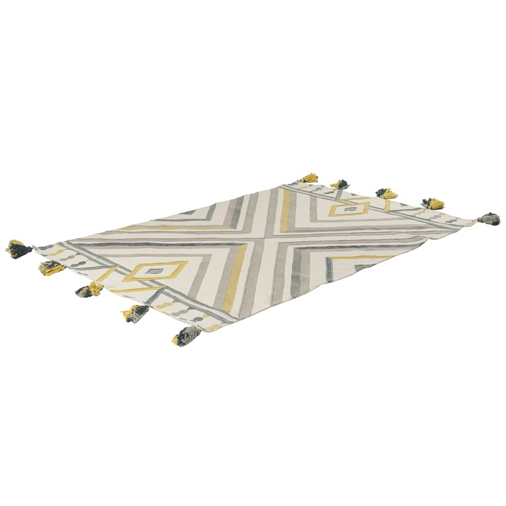 Ковер из хлопка с контрастным узором и кисточками из коллекции ethnic, 120х180 см