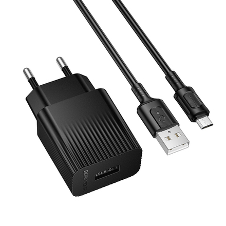 Сетевое зарядное устройство с кабелем MicroUSB 1-метр 2.1А BOROFONE BAS71A