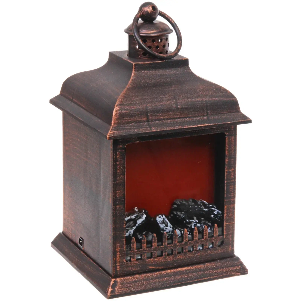 Сувенир с подсветкой «КАМИН - Огонь» 15*15*27 см (питание от USB и батареек)