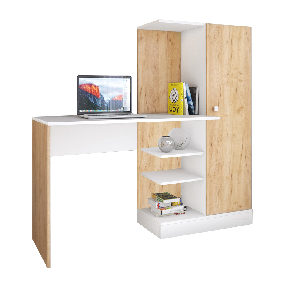 Стол компьютерный Квартет-6, белый/дуб крафт