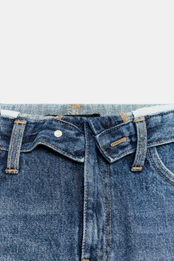 ZARA ШОРТЫ С НИЗКОЙ ПОСАДКОЙ И ОТВОРОТАМИ, ВЫЦВЕТШИЙ СИНИЙ