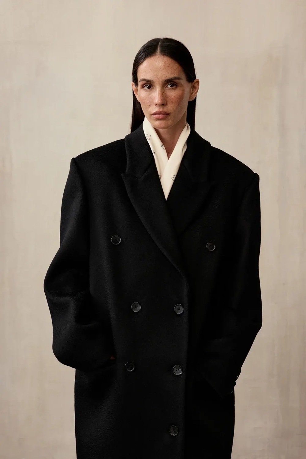 Пальто двубортное (((Power + dressing))), черное
