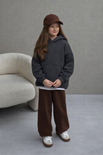 Толстовка с капюшоном для девочки  "Basic" темно-серый