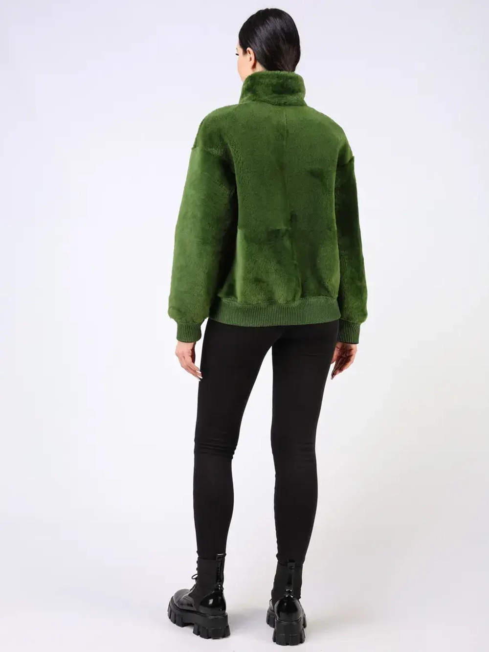 Двусторонняя дубленка зимняя шуба укороченная