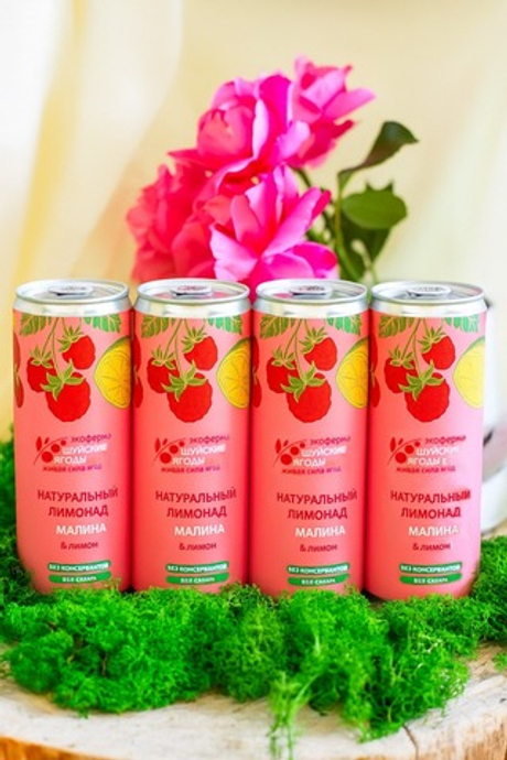 Лимонад с натуральным соком малины, 4 шт по 330 мл