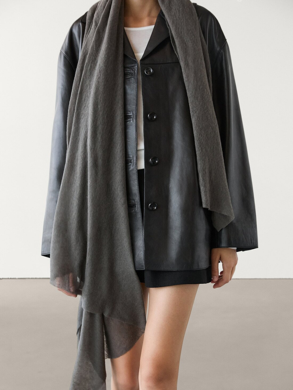 Massimo Dutti Шарф из 100% кашемира, кротово-коричневый