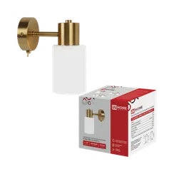 Светильник настенный под лампу CLASSIC KINLI-WL-E27WH-LT 1xЕ27 матовый плафон, латунь IN HOME