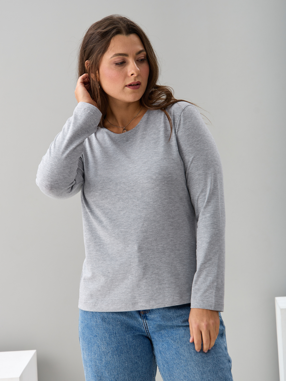 Лонгслив ЛНкл-081/светлосерый-меланж