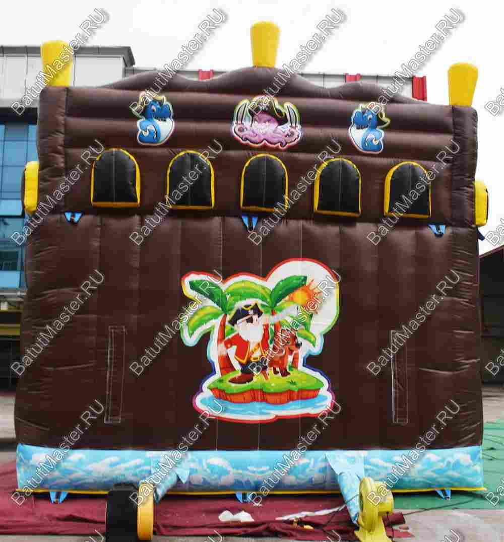 Большой надувной батут-горка "Фрегат" 11*5*5 м