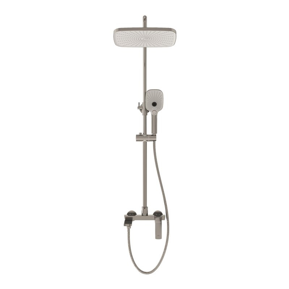 Душевая стойка Grossman Mercury 500.K35.10.120 с верхним душем,ручной лейкой и смесителем, брашированный никель,1 место