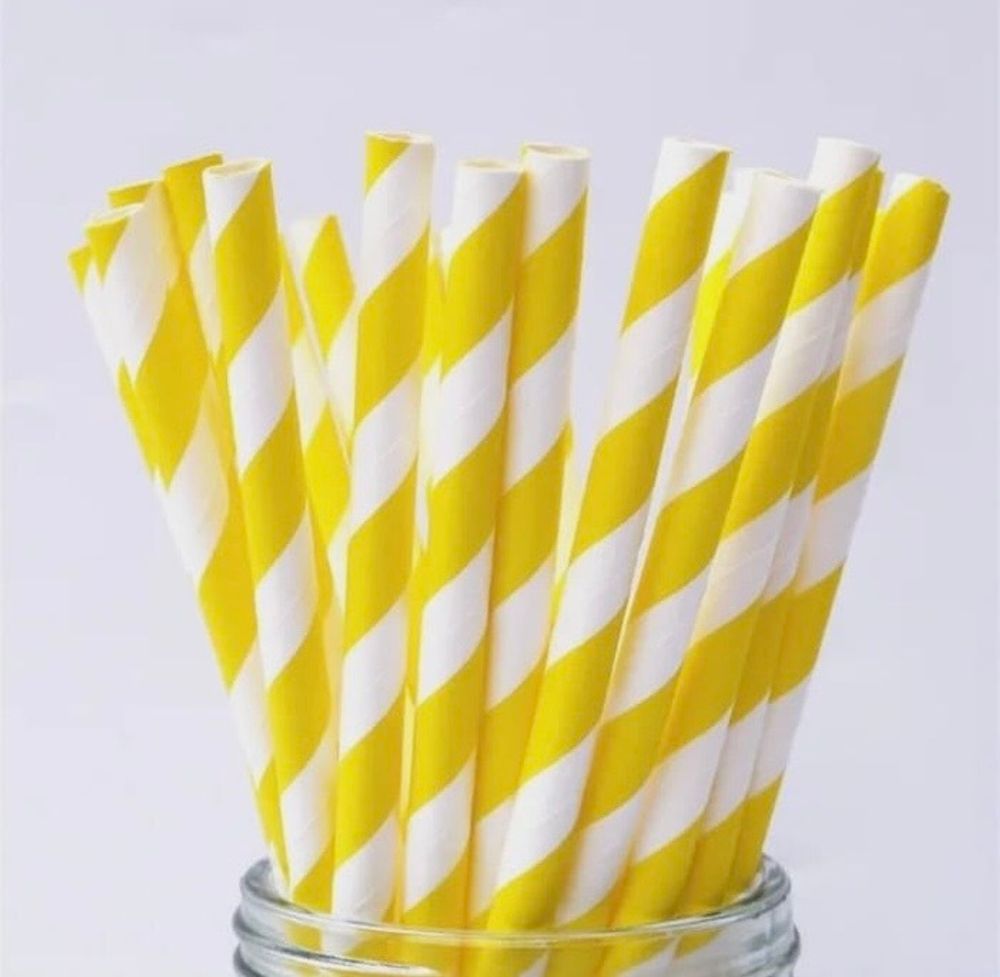 Трубочки бумажные жёлто-белые, d 5мм 20 см