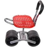 Стул садовый на колесах для прополки и работы в саду 35*47*14см с поворотным механизмом(360°) складная спинка, цвет красный