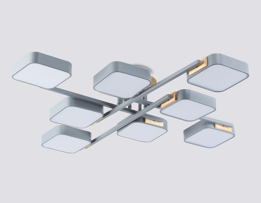 FL4889/8 GR/WD серый/дерево 144W 3000-6000K 960*960*160 (без ПДУ)