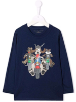 Футболка с длинным рукавом STELLA McCARTNEY Синий/Термопринт: собаки на мотоциклах Мальчик