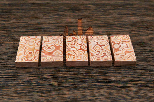 Мокуме пирамиды, брусок 41x22x8,3мм, 73г