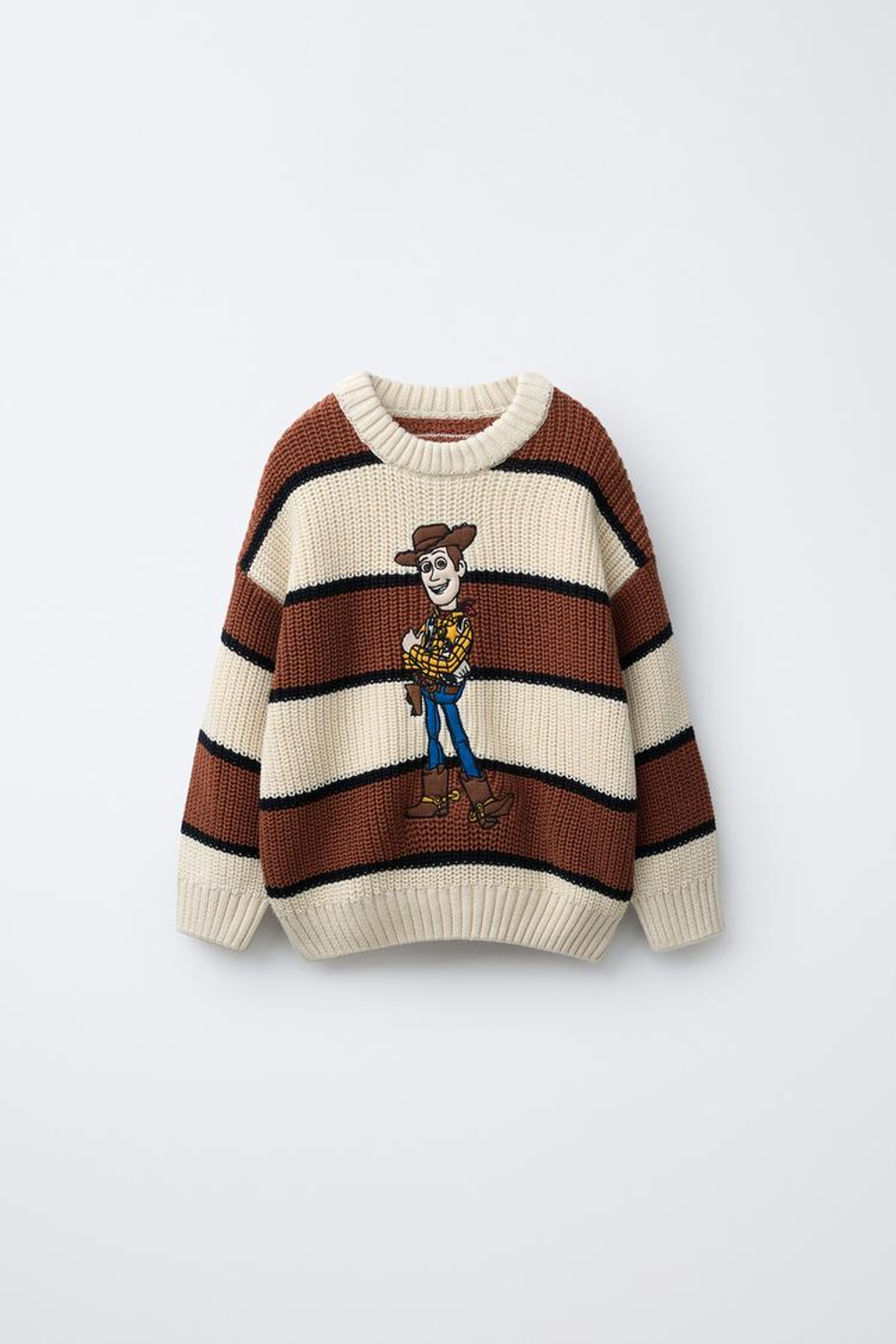 ZARA ДЖЕМПЕР В ПОЛОСКУ WOODY TOY STORY © DISNEY PIXAR, ЭКРЮ/КОРИЧНЕВЫЙ