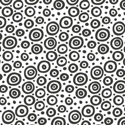 black and white abstract circles fabric print
