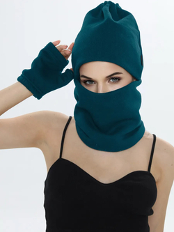 Шапка бини с начесом для хвоста, дред и кос