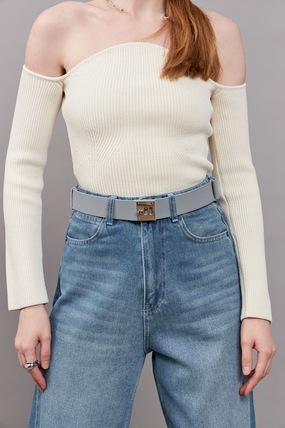 ШИРОКИЙ РЕМЕНЬ С ЗАМОЧКОМ SILVER GREY