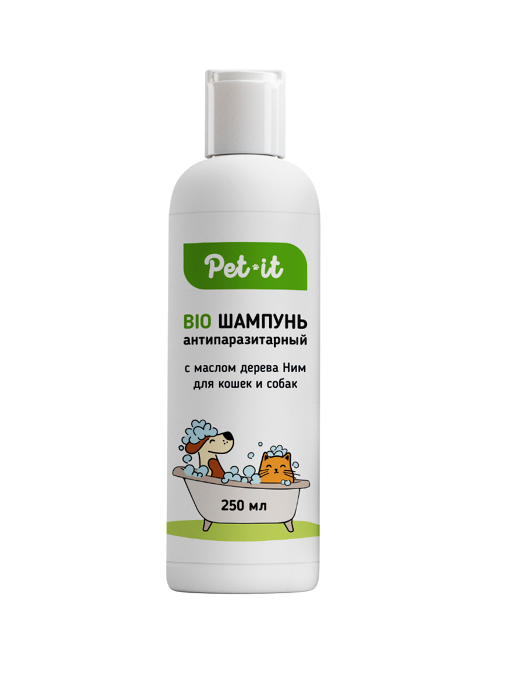 Pet-it антипаразитарный БИО шампунь для кошек и собак с маслом дерева Ним,250мл