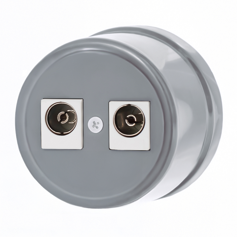 Розетка телевизионная двойная, оконечная, пластик, титан B1-306-26