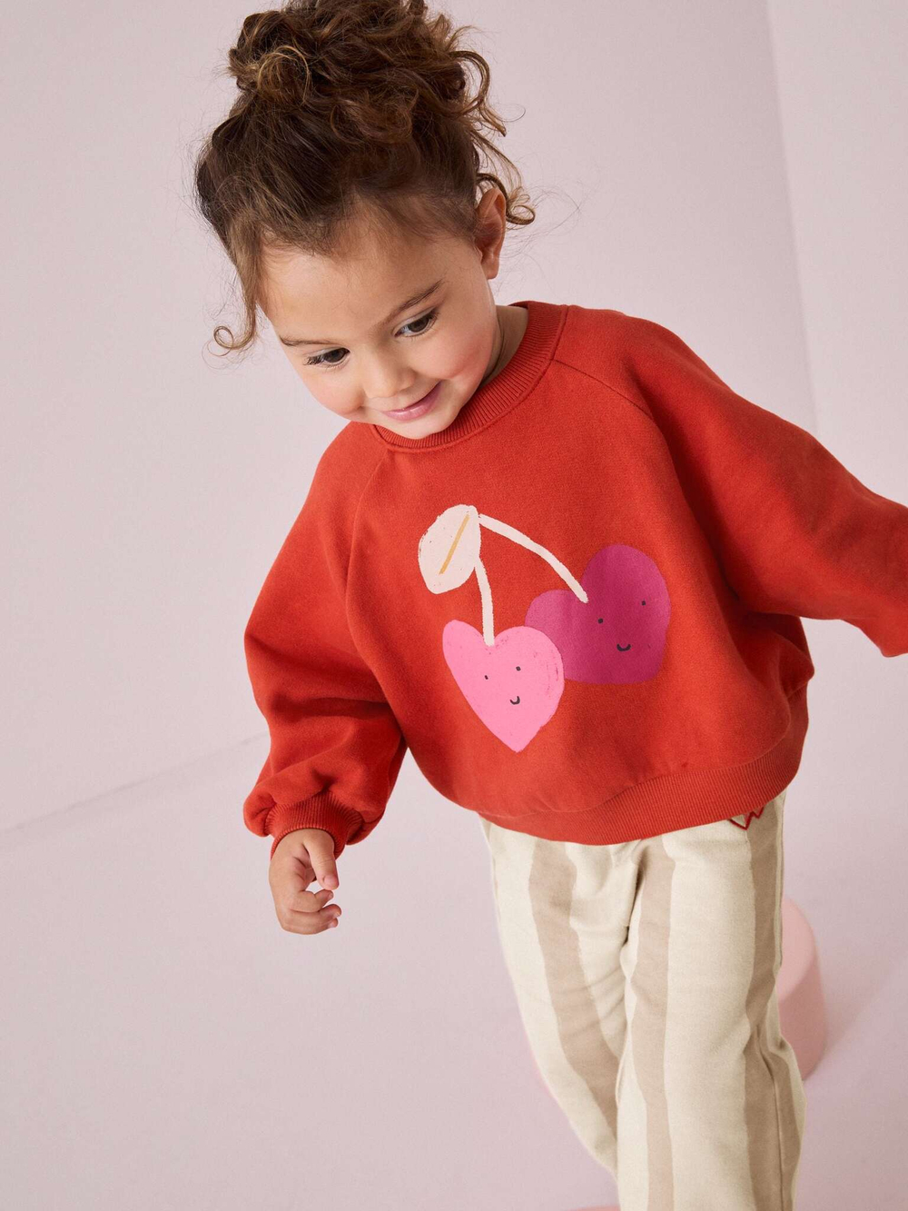 Толстовка и брюки в комплекте для девочки Next B15-173, Красный, Бежевый