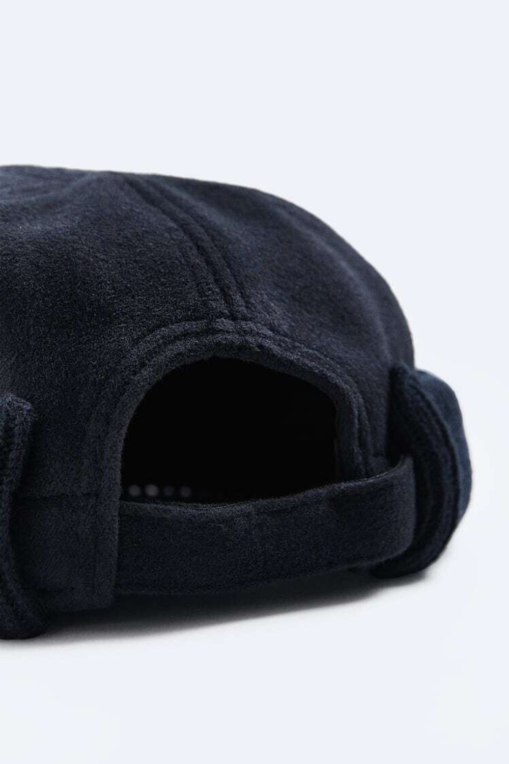 ZARA ФЛАНЕЛЕВАЯ ШАПКА-БИНИ С ДЕТАЛЯМИ В ТОН, МОРСКОЙ СИНИЙ