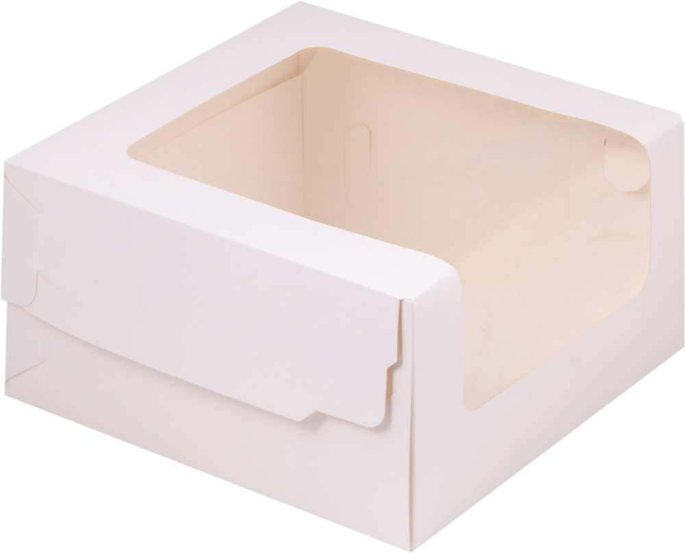 Коробка для торта с увеличенным окном, 18 х 18 х 10 см, белая