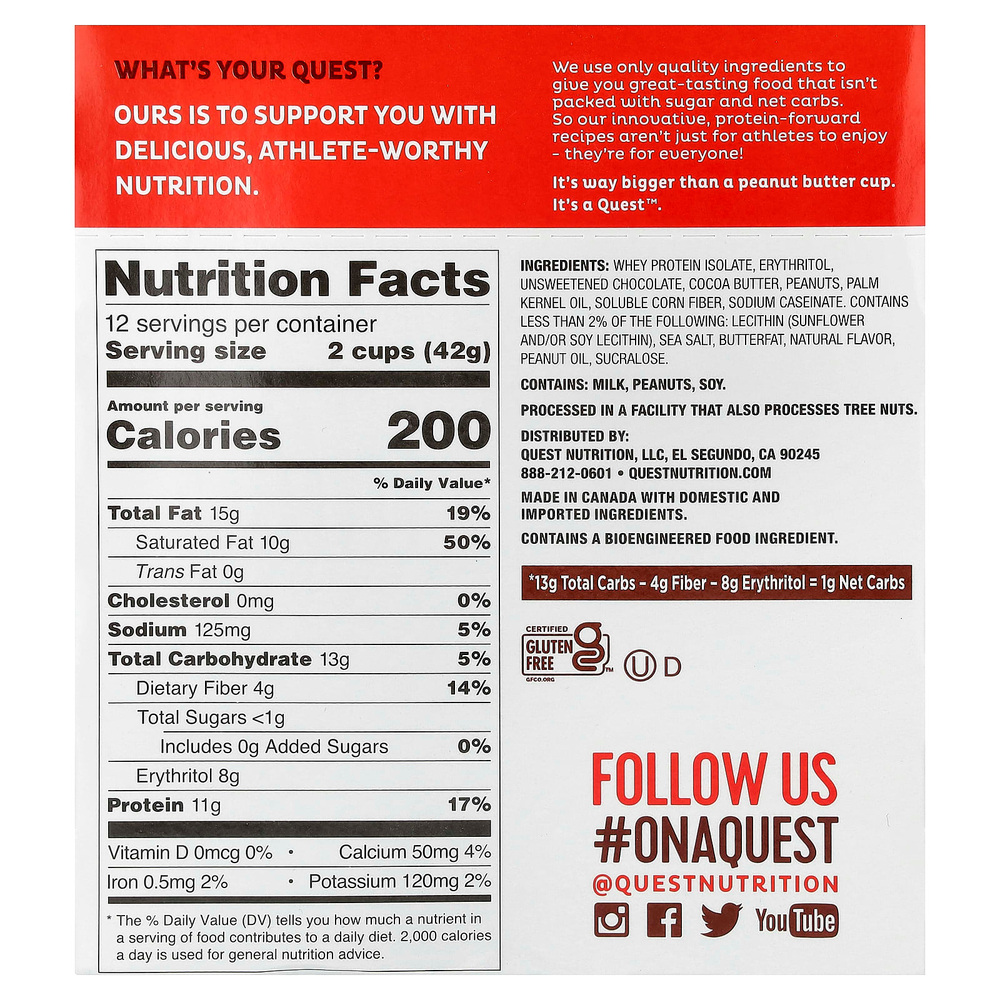 Quest Nutrition, конфеты с арахисовой пастой, 12 упаковок по 42 г (1,48 унции)