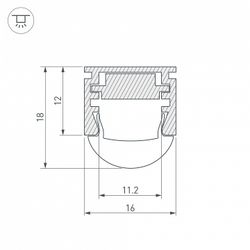 Профиль встраиваемый Arlight PDS-REGULOR-2000 ANOD 013874
