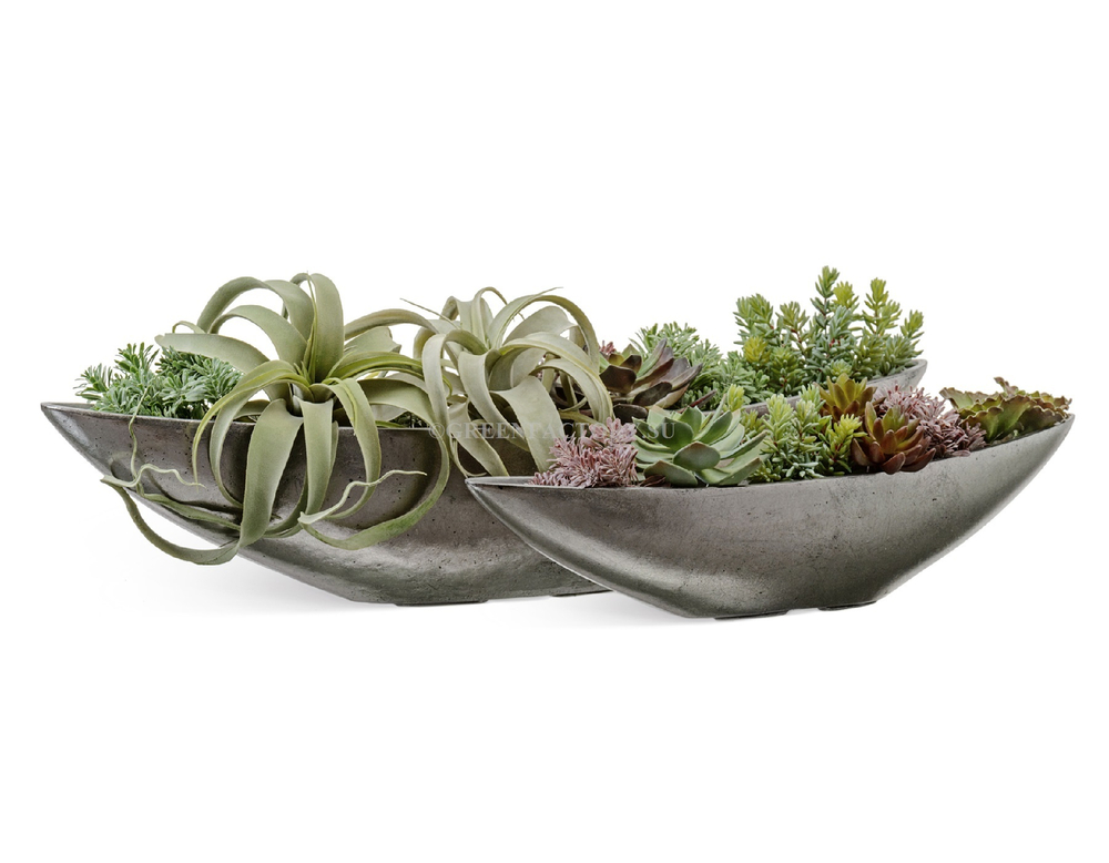 Кашпо TREEZ Effectory - Metal - Ваза-Лодка (2 размера) - Стальное серебро