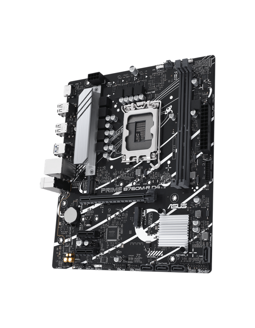 Материнская плата ASUS PRIME B760M-R D4, LGA1700, B760, 2*DDR4, 4*SATA, 2*M.2, 4*USB 3.2, 4*USB 2.0, 1*PCIx16, 2*PCIx1, HDMI, mATX; 90MB1HA0-M0EAY0