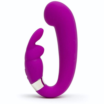 Лиловый вибратор Mini G-Spot Curve Vibe с клиторальным зайчиком (Цвет: лиловый)
