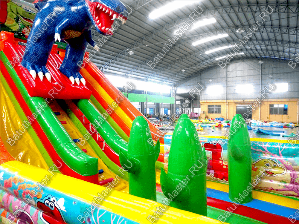 Детский надувной батут-горка "Зов динозавра", 10*5*7 м