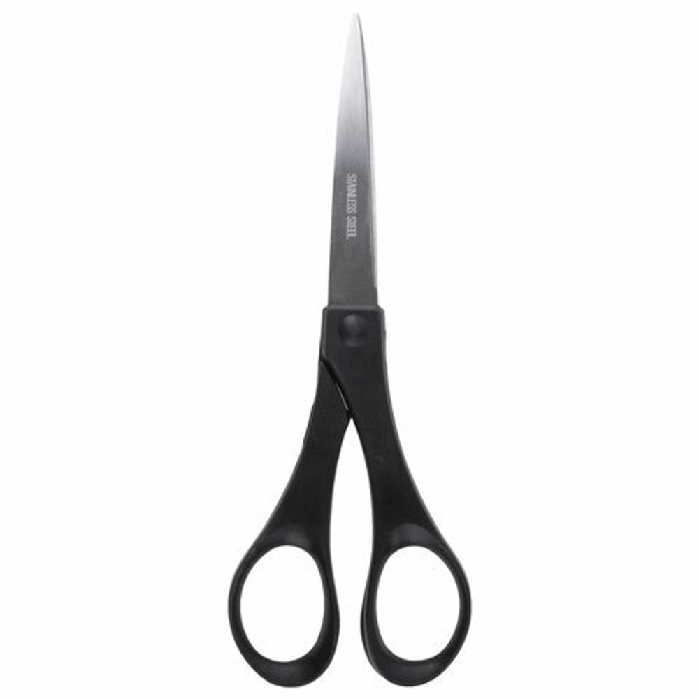 Ножницы BRAUBERG "SRS-100", 180 мм, черные, 2-х сторонняя заточка, 230931