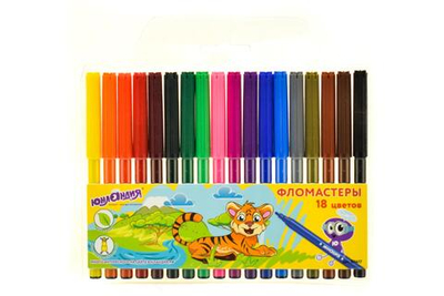 Фломастеры 18 цветов, "УРОКИ РИСОВАНИЯ" (ЮНЛАНДИЯ)
