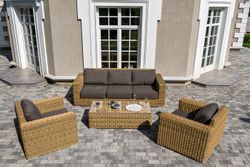 "Боно" лаунж-зона из искусственного ротанга, цвет соломенный