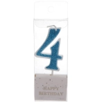 Свеча для торта Цифра Иллюзия «4» 9.5 см, голубой
