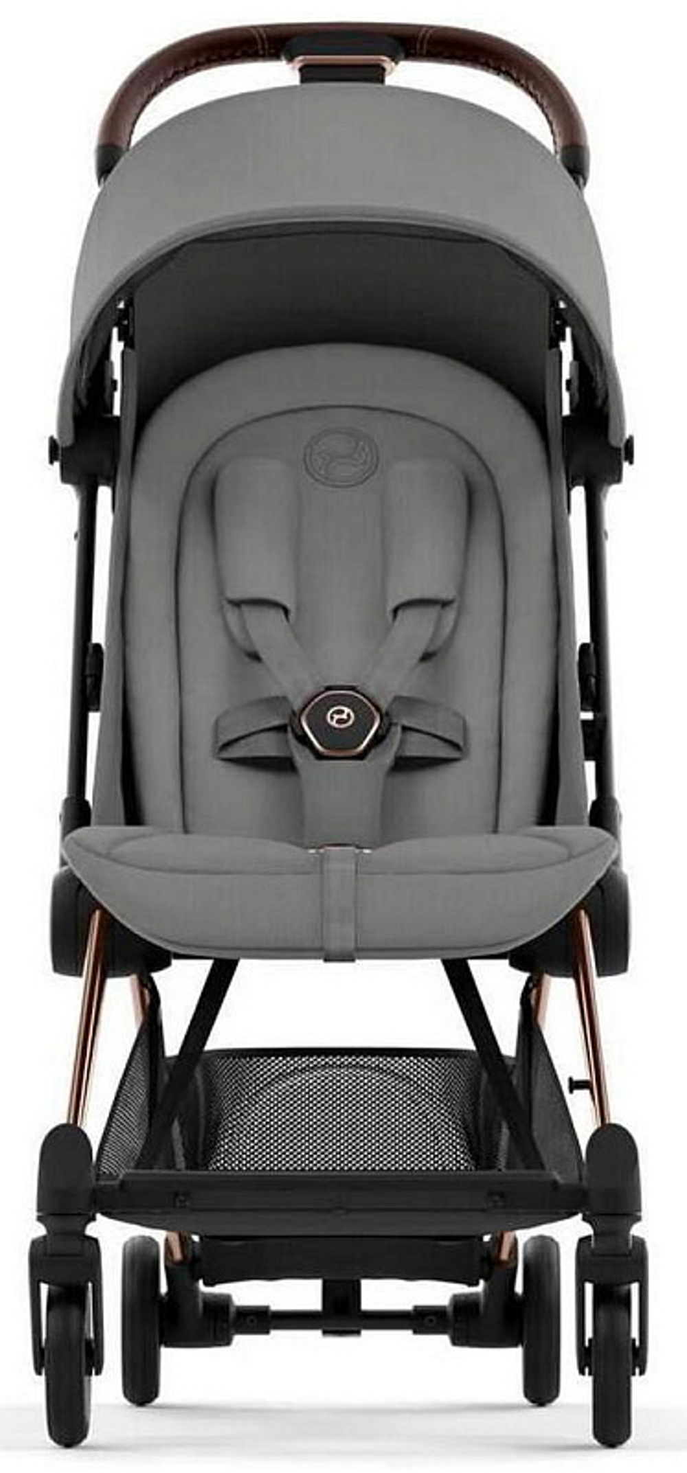 Коляска Cybex Coya Rosegold Frame Cloud G i-Size Magic Black 2 в 1 Mirage Grey с дождевиком и бампером