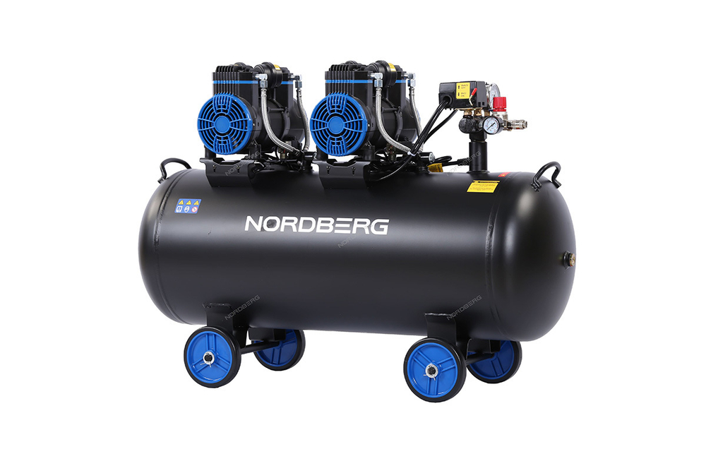 NORDBERG (NCEO120/500) Компрессор безмасляный 220 В, ресивер 125 л, 500 л/мин