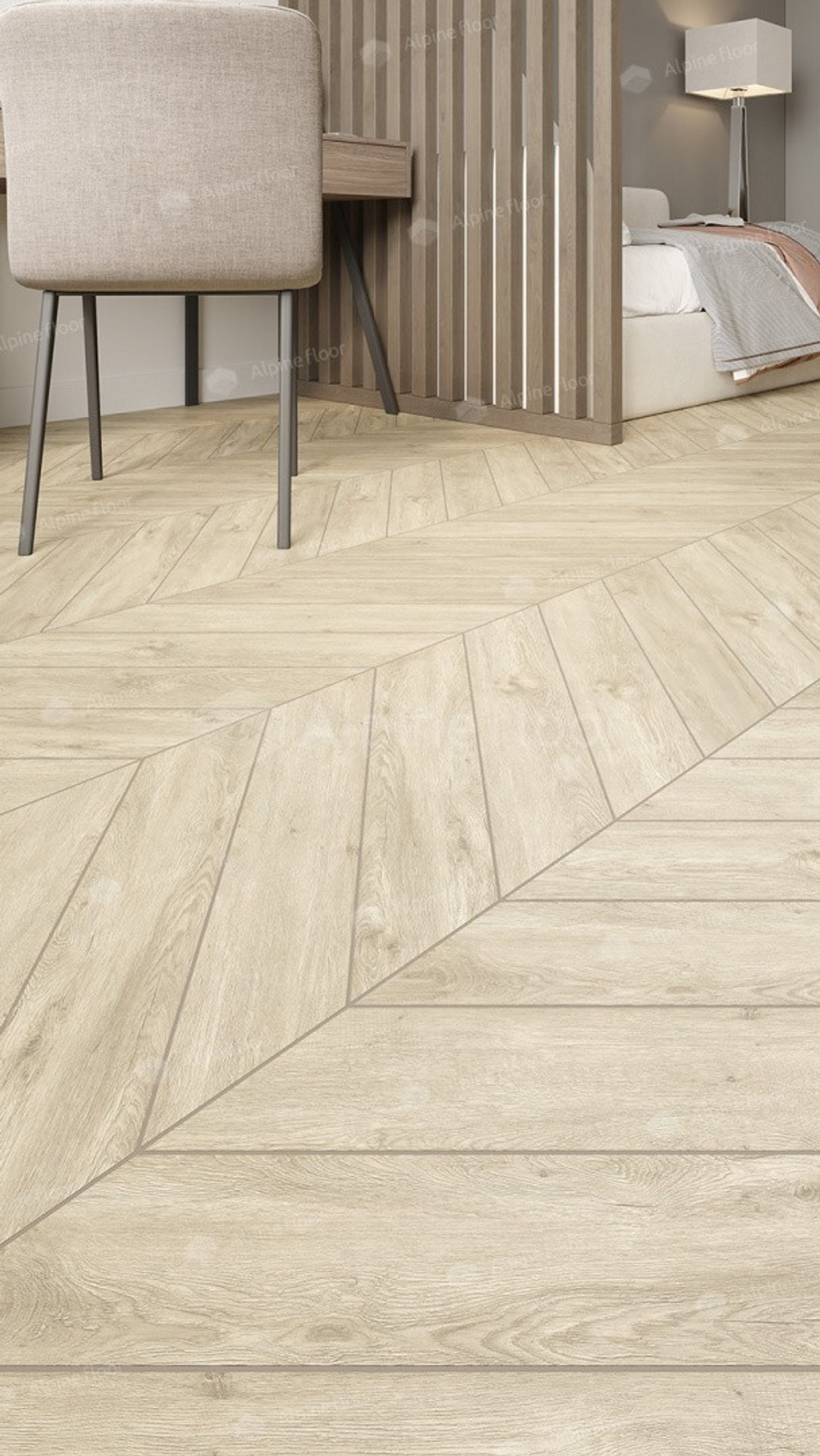 Каменно-полимерная напольная плитка Alpine Floor Chevron Сонома ECO 18-7