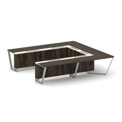 Steel Meet Стол переговорный П-образный KMK-PR.B.SP-11P Дуб Мали/Ваниль Глянец/Металл Серый 3200*320