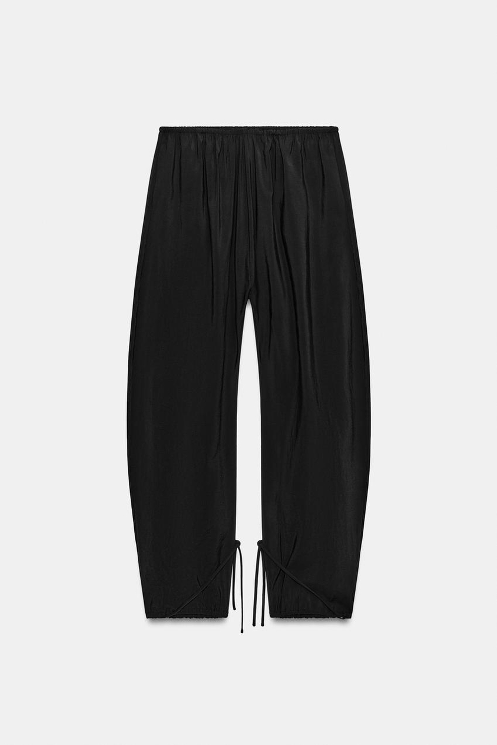 ZARA БРЮКИ BAGGY С ЛЕНТАМИ, ЧЕРНЫЙ
