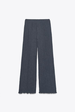 ZARA ПРЯМЫЕ БРЮКИ ИЗ ТКАНИ С ТЕКСТУРОЙ, СЕРО-СИНИЙ
