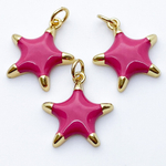 Подвеска Звезда, цвет золото+фуксия, размер 18*16 мм, цена за 1 шт