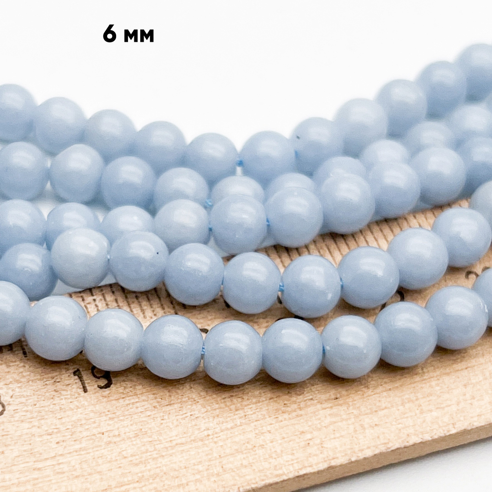 Ангелит бусины, диаметр около 5,7-5,9 мм, цена за 34-35 шт (1/2 нити)